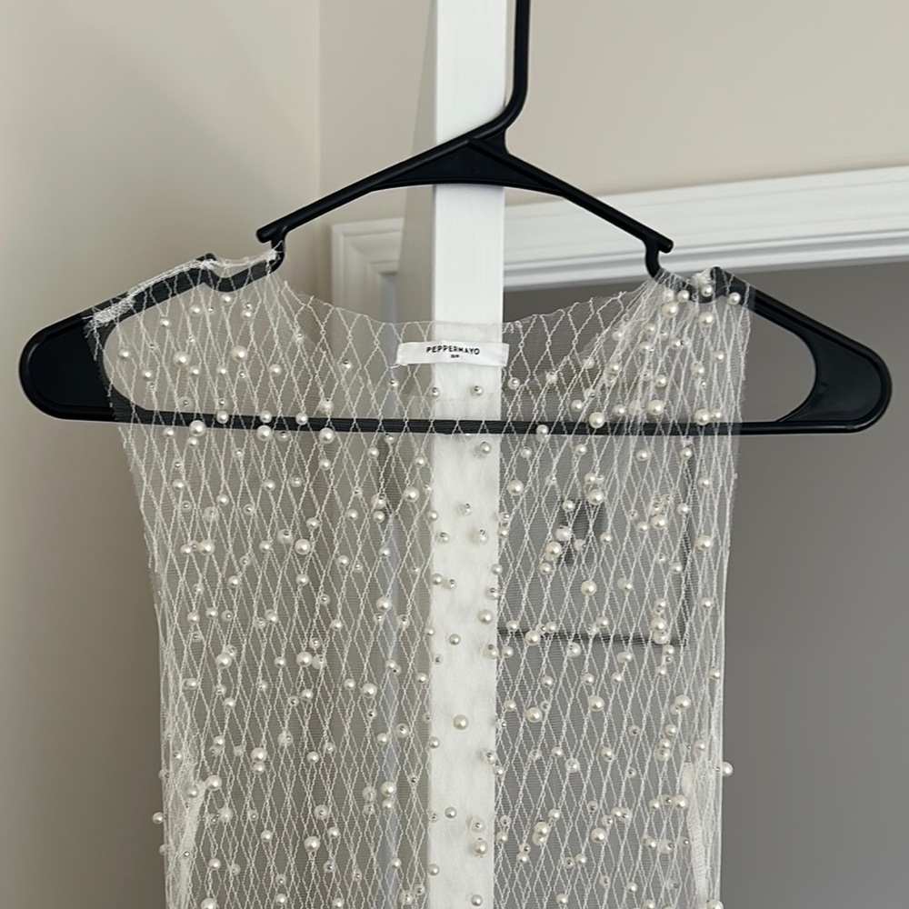 Peppermayo White Beaded Dress/Coverup